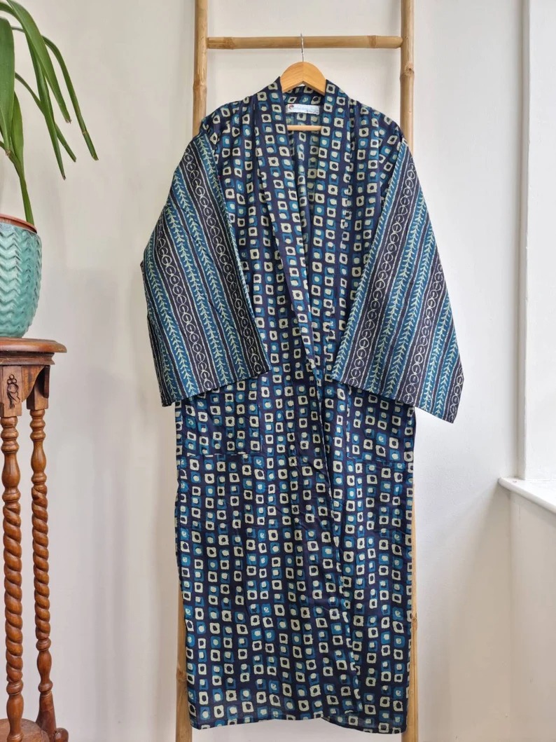 Japanese cotton Indigo Bright Kyoto Kimono- Men’s – Fair trade products ...